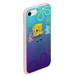 Чехол iPhone 7/8 матовый Spongebob workout, цвет: 3D-светло-розовый — фото 2