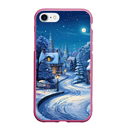 Чехол iPhone 7/8 матовый Зимнее предновогоднее настроение, цвет: 3D-малиновый