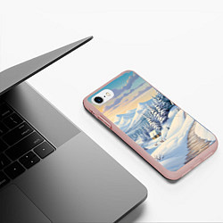 Чехол iPhone 7/8 матовый Новогодний светлый день, цвет: 3D-светло-розовый — фото 2