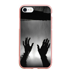 Чехол iPhone 7/8 матовый Руки зомби в ночном тумане, цвет: 3D-светло-розовый