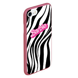 Чехол iPhone 7/8 матовый Ретро Барби - паттерн полосок зебры, цвет: 3D-малиновый — фото 2