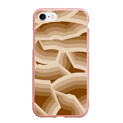 Чехол iPhone 7/8 матовый Кофейные линии, цвет: 3D-светло-розовый