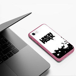 Чехол iPhone 7/8 матовый Linkin park black album, цвет: 3D-малиновый — фото 2