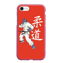 Чехол iPhone 7/8 матовый Боец волк, цвет: 3D-малиновый