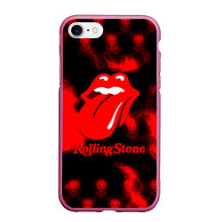 Чехол iPhone 7/8 матовый Rolling Stone rock, цвет: 3D-малиновый