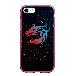 Чехол iPhone 7/8 матовый Дракон млечный путь, цвет: 3D-малиновый
