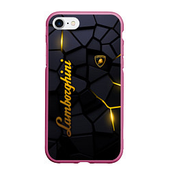 Чехол iPhone 7/8 матовый Lamborghini - плиты с эффектом свечения, цвет: 3D-малиновый