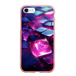 Чехол iPhone 7/8 матовый Фиолетовые прозрачные кубики, цвет: 3D-светло-розовый