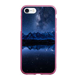 Чехол iPhone 7/8 матовый Галактическая зимняя ночь в горах