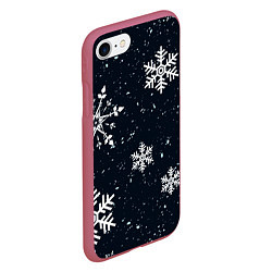 Чехол iPhone 7/8 матовый Снежная радость, цвет: 3D-малиновый — фото 2