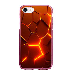 Чехол iPhone 7/8 матовый Плиты абстрактные огненные, цвет: 3D-малиновый