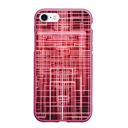 Чехол iPhone 7/8 матовый Красные неоновые полосы киберпанк, цвет: 3D-малиновый