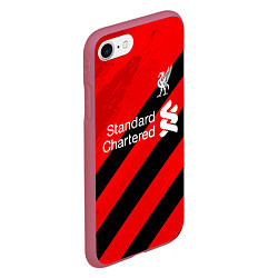 Чехол iPhone 7/8 матовый Ливерпуль - красные полосы, цвет: 3D-малиновый — фото 2