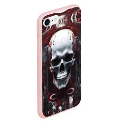 Чехол iPhone 7/8 матовый Киберпанк череп с дреддами, цвет: 3D-светло-розовый — фото 2
