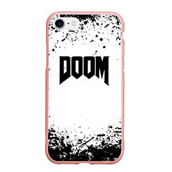 Чехол iPhone 7/8 матовый Doom black splash, цвет: 3D-светло-розовый