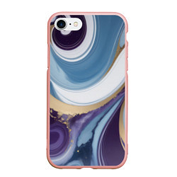 Чехол iPhone 7/8 матовый Абстрактный волнистый узор фиолетовый с голубым, цвет: 3D-светло-розовый