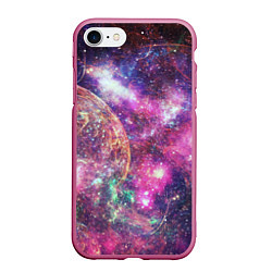 Чехол iPhone 7/8 матовый Пурпурные космические туманности со звездами