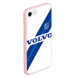 Чехол iPhone 7/8 матовый Volvo - white and blue, цвет: 3D-светло-розовый — фото 2