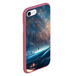 Чехол iPhone 7/8 матовый Сказочный лес, цвет: 3D-малиновый — фото 2