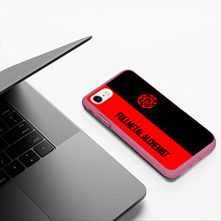 Чехол iPhone 7/8 матовый Стальной алхимик - красная печать Альфонс, цвет: 3D-малиновый — фото 2