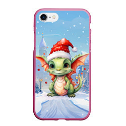 Чехол iPhone 7/8 матовый Дракон зимние дни, цвет: 3D-малиновый