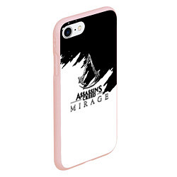 Чехол iPhone 7/8 матовый Assassins creed mirage чернобелый, цвет: 3D-светло-розовый — фото 2