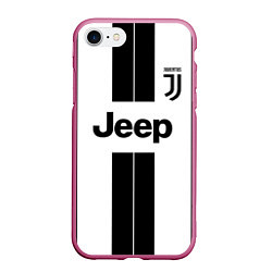 Чехол iPhone 7/8 матовый Juventus collection, цвет: 3D-малиновый