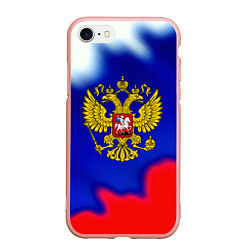 Чехол iPhone 7/8 матовый Герб РФ триколор краски