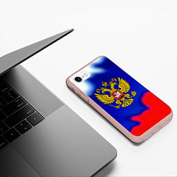 Чехол iPhone 7/8 матовый Герб РФ триколор краски, цвет: 3D-светло-розовый — фото 2