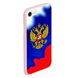 Чехол iPhone 7/8 матовый Герб РФ триколор краски, цвет: 3D-светло-розовый — фото 2