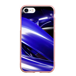 Чехол iPhone 7/8 матовый Blue black abstract, цвет: 3D-светло-розовый