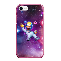 Чехол iPhone 7/8 матовый Homer Simpson in space - ai art, цвет: 3D-малиновый