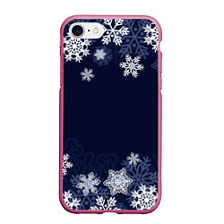 Чехол iPhone 7/8 матовый Воздушные снежинки, цвет: 3D-малиновый