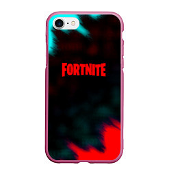 Чехол iPhone 7/8 матовый Fortnite неон эпик, цвет: 3D-малиновый