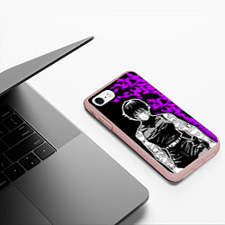 Чехол iPhone 7/8 матовый Маки Зенин и фиолетовый огонь - Магическая битва, цвет: 3D-светло-розовый — фото 2