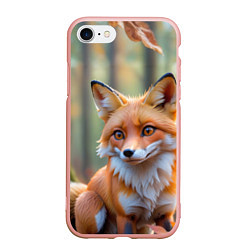 Чехол iPhone 7/8 матовый Портрет лисы в осеннем лесу, цвет: 3D-светло-розовый