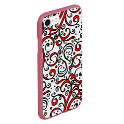 Чехол iPhone 7/8 матовый Красный кружевной узор, цвет: 3D-малиновый — фото 2