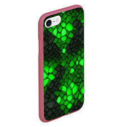 Чехол iPhone 7/8 матовый Зелёный трескающийся камень, цвет: 3D-малиновый — фото 2