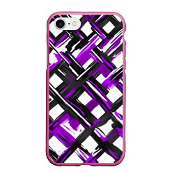 Чехол iPhone 7/8 матовый Фиолетовые и чёрные мазки, цвет: 3D-малиновый