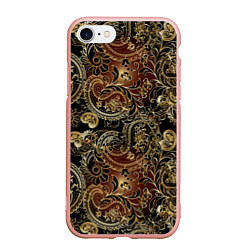 Чехол iPhone 7/8 матовый Золотые узоры пейсли, цвет: 3D-светло-розовый