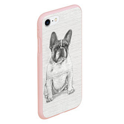 Чехол iPhone 7/8 матовый Французский бульдог грустинка, цвет: 3D-светло-розовый — фото 2