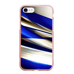 Чехол iPhone 7/8 матовый Blue white abstract, цвет: 3D-светло-розовый