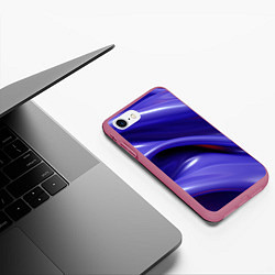 Чехол iPhone 7/8 матовый Фиолетовые абстрактные волны, цвет: 3D-малиновый — фото 2
