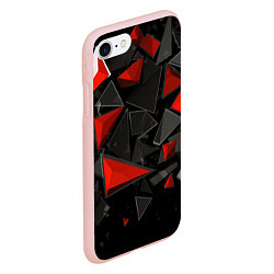 Чехол iPhone 7/8 матовый Черные и красные треугольные частицы, цвет: 3D-светло-розовый — фото 2