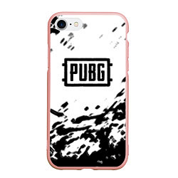 Чехол iPhone 7/8 матовый PUBG black color splash game, цвет: 3D-светло-розовый