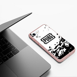 Чехол iPhone 7/8 матовый PUBG black color splash game, цвет: 3D-светло-розовый — фото 2