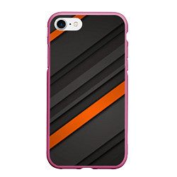 Чехол iPhone 7/8 матовый Оранжевая полоса на сером фоне, цвет: 3D-малиновый