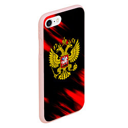 Чехол iPhone 7/8 матовый Герб РФ патриотический краски, цвет: 3D-светло-розовый — фото 2