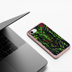 Чехол iPhone 7/8 матовый Green and red slime, цвет: 3D-светло-розовый — фото 2