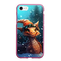 Чехол iPhone 7/8 матовый Дракон под снегом, цвет: 3D-малиновый